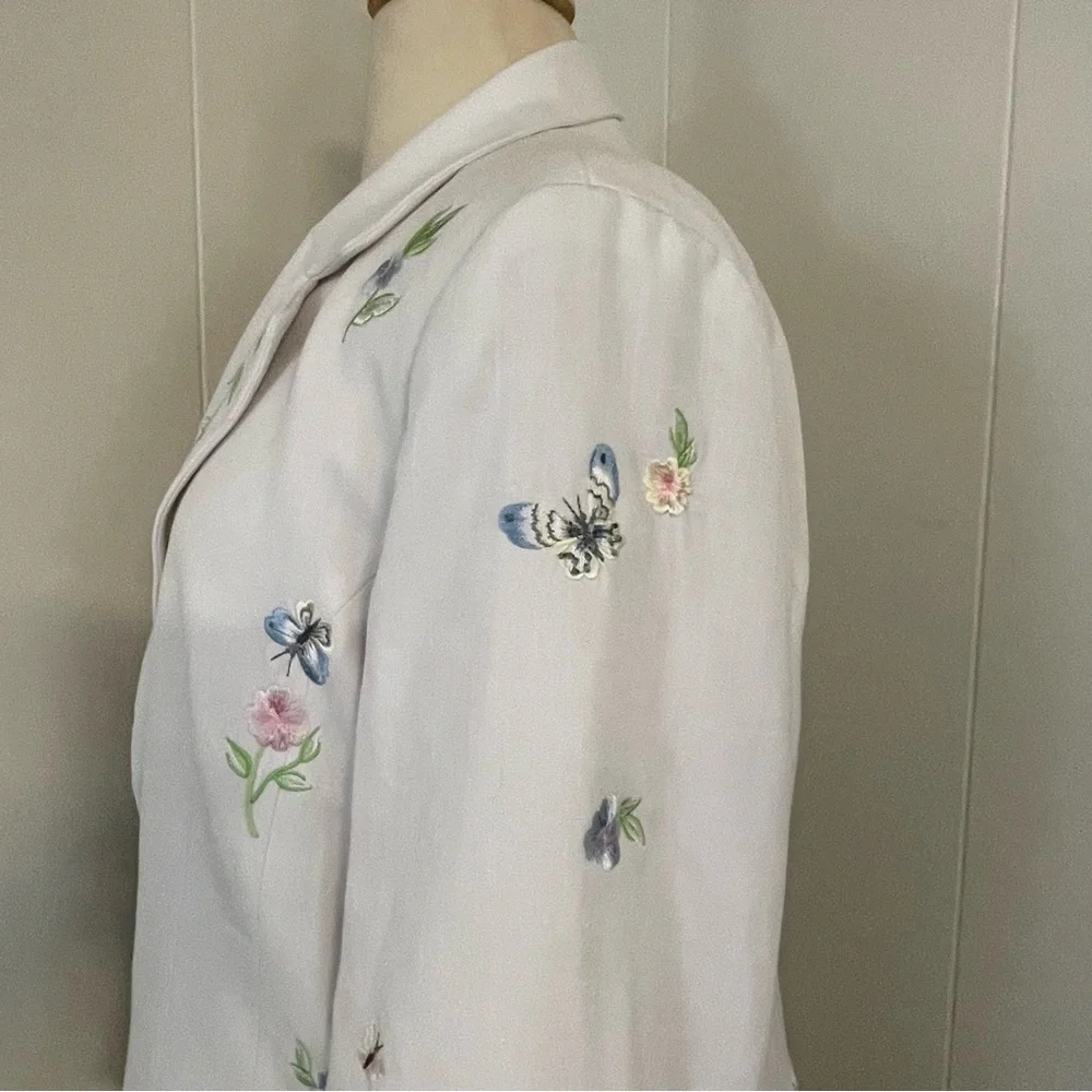 Vintage‎ 90s Embroidered Blazer Women’s 20W Floral Long Sleeve 1 Button Jacket - Picture 7 of 11